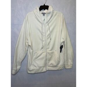 RAG Cream Fuzzy Fleece Zip Up Hoodie Jacket Cozy‎ Lounge Size 2X